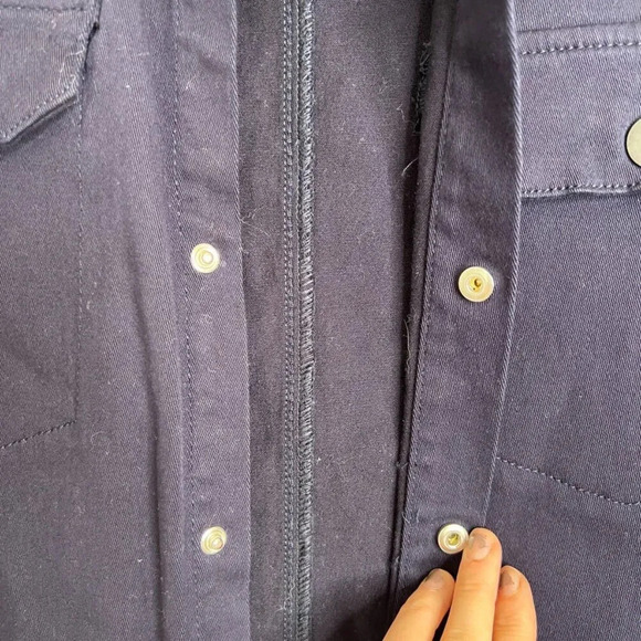 Zara Navy Blue Snap Button Front Casual Twill Jacket Size Medium - Picture 4 of 9